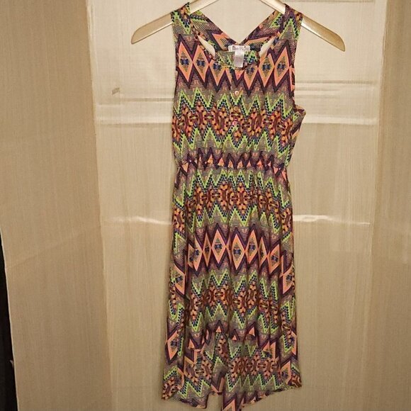 Japna Kids Girl's Bright Multicolor High Low Sleeveless Dress 12 - Picture 1 of 5